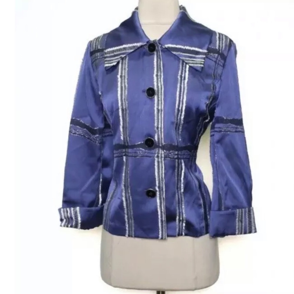 Chicos Vintage Blue Textured Buttoned Top Medium